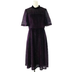 ベルベットジャガードスタンドワンピース 36 紫 /MI OS