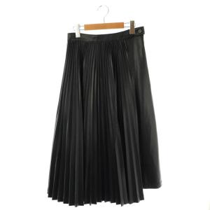 F221-3482 エコレザー アシンメトリースカート プリーツスカート 0 ブラック /ES OS