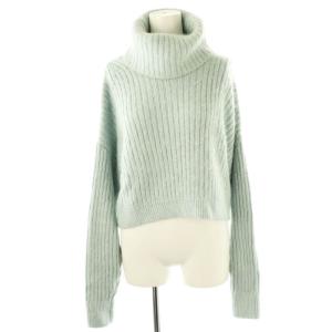 オーバーサイズタートルネックニット セーター クロップド モヘヤ混 S P スモークブルー /ES OS