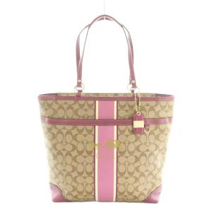 シグネチャー トートバッグ レザー 切替 紫 ベージュ 12354 /MI OS