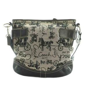 COACH ホースアンドキャリッジ ショルダーバッグ 総柄 ベルト装飾 黒 F14441 /MI OS