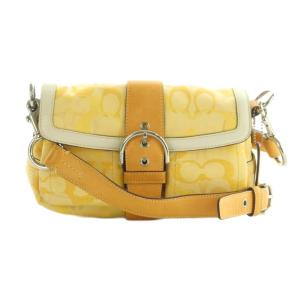シグネチャー ショルダーバッグ ベルトデザイン フラップ 黄色 1854 /MI OS