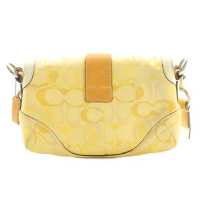COACH シグネチャー ショルダーバッグ ベルトデザイン フラップ 黄色 1854 /MI OS