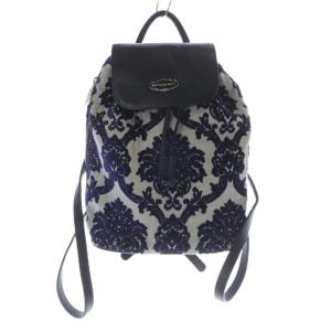 花柄 リュックサック 切替 紺 ネイビー 白 ホワイト /SR22