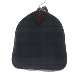 POLO RALPH LAUREN チェック PVC レザー ハンドバッグ ボストンバッグ ロゴ 緑 グリーン /SR25