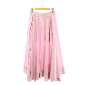 TUCK CIRCULAR SKIRT LINEN スカート フレア マキシ ロング 1 ピンク /AT