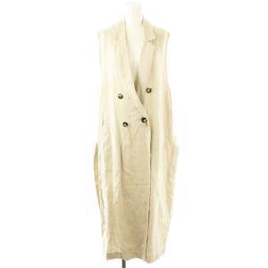 LINEN TWILL GILET リネンツイルジレベスト ロング 38 ベージュ /DF OS