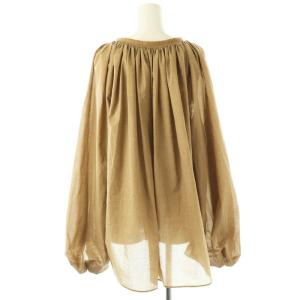 YLEVE フロントリボンギャザーブラウス プルオーバー 長袖 1 ベージュ /DF OS