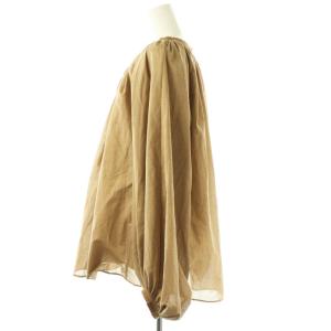 YLEVE フロントリボンギャザーブラウス プルオーバー 長袖 1 ベージュ /DF OS