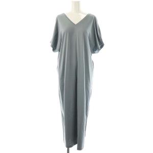 Demi-Luxe BEAMS スビンVネックワンピース マキシ ロング 2 青 ブルー /AT OS