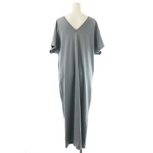 ATON Demi-Luxe BEAMS スビンVネックワンピース マキシ ロング 2 青 ブルー /AT OS
