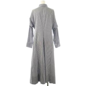 VERMEIL par iena ドルマンスリーブシャツワンピース ロング ストライプ ブルー ホワイト /DF OS