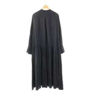 VERMEIL par iena キュプラフィブリルギャザーワンピース マキシ ロング 長袖 F 紺 ネイビー /AT OS