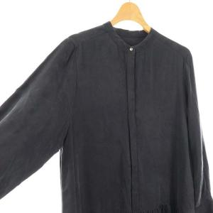 VERMEIL par iena キュプラフィブリルギャザーワンピース マキシ ロング 長袖 F 紺 ネイビー /AT OS