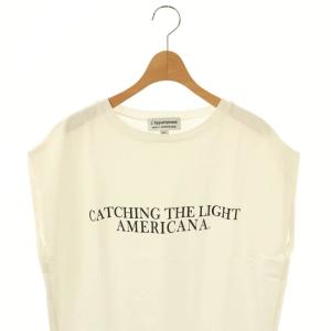 L'Appartement ×アメリカーナ Americana カットソー ノースリーブ ホワイト ブラック /ES OS