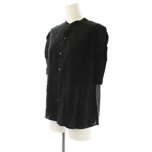 TICCA リネン2wayフレンチブラウス バンドカラー F 黒 /CX OS