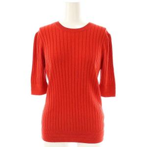 18Gワイドリブシルククルーネック カットソー ニット 半袖 2 レッド /DF OS