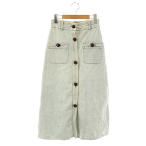 GWD162 1S94 くるみボタン デニムロングスカート 台形 ブリーチ 38 ライトブルー /ES