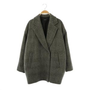 スーパー140ビーバーテーラーコート チェスター ロング チェック 36 グレー /AT OS