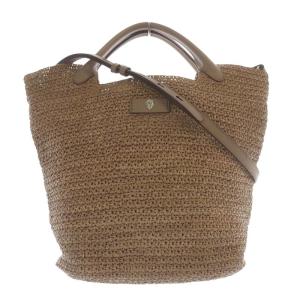 Cassia S ラフィア2WAYバッグ ブラウン