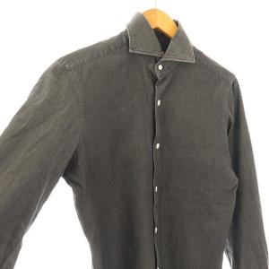 BARBA ダンディライフ シャンブレー長袖シャツ スタンドカラー グレー /AT OS AD