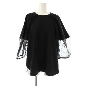 オーガンジースリーブブラウス ナイロン F 黒 /MI OS