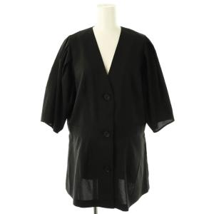 JK like v neck SH ジャケットライクVネックシャツ 七分袖 38 黒 ブラック /AT