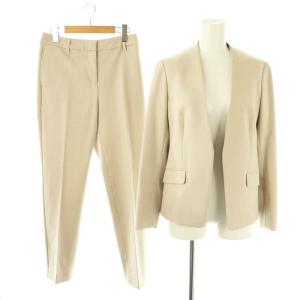 ブラッシュドバックカラーレスジャケット パンツ セットアップ 上下 スーツ S M ベージュ /AT OS