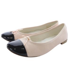 Flora バレエシューズ パンプス 切替 36.5 ピンク 黒 ブラック /SR14