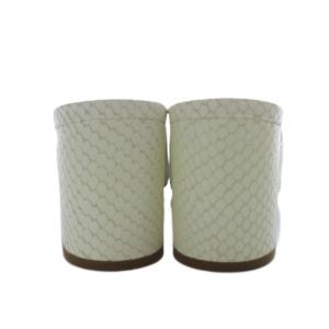 miumiu ミュール サンダル チャンキーヒール クリスタル 型押し レザー 35.5 ホワイト /YO28