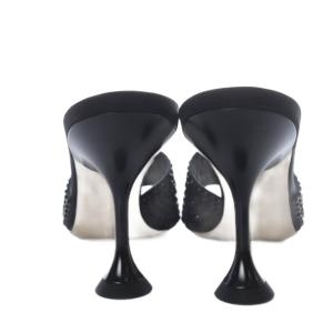 miumiu クリスタル ミュール サンダル ピンヒール リボンモチーフ 36 ブラック /YO22