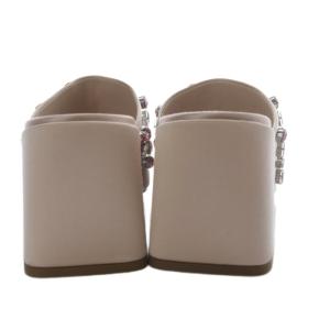 miumiu ミュール サンダル チャンキーヒール クリスタル サテン 35.5 ピンク /YO27