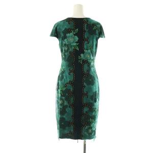 VIVIENNE TAM パワーネット 花柄 フレンチスリーブ ワンピース 膝丈 0 緑 /NR OS