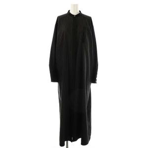 24SS Stripe shirt OP シャツワンピース バンドカラー ストライプ 38 黒 白 /MI