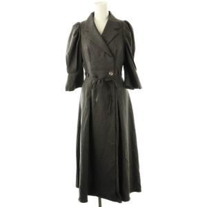 24AW 点描プリントワンピース カシュクール ベルト付き 0 グレー /MI OS SH