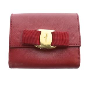 ヴァラリボン 二つ折り財布 Wホックウォレット ロゴ 赤 レッド /SR OH