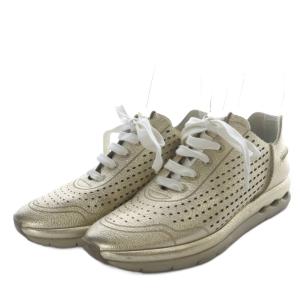 Salvatore Ferragamo スニーカー ローカット パンチング レザー 7.5M ゴールド色 /YO1 SH