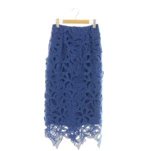23SS リボンレースタイトスカート 34 ブルー /DO OS SH