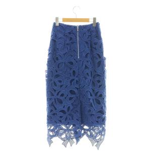 CELFORD 23SS リボンレースタイトスカート 34 ブルー /DO OS SH