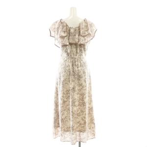 SNIDEL 23AW ラッフルカラーパイピングワンピース 0 オフホワイト モカ チャコールグレー /DO OS SH