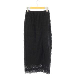 JUSGLITTY 23SS シェルレースタイトスカート マキシ ロング 1 黒 ブラック /AT OS SH