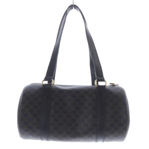 CELINE マカダム ミニボストンバッグ ブラック ブラウン