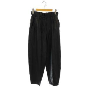 ウェットフェイクレザーギャザーパンツ テーパード 34 黒 /CX OS