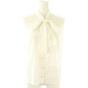 ボウタイノースリーブブラウス パールボタン 36 白 ホワイト /AT OS