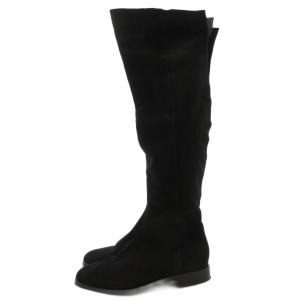 Max Mara ロングブーツ サイドジップ スエード 37.5 黒 ブラック /GV