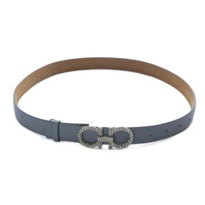 Salvatore Ferragamo ベルト ダブルガンチーニ クリスタル レザー ブルー DD-23 B727