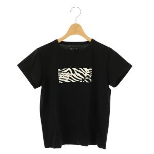 ロゴ ゼブラプリント コットン 半袖 Tシャツ カットソー 1 ブラック ホワイト /ES OS