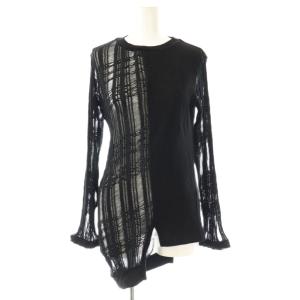 ヨウジヤマモト JACQUARD PLAID RIGHT HEM CRUNCHED T カットソー Tシャツ