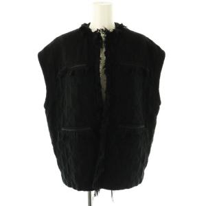 24SS キルティングブークレー フリンジジレ ベスト S ブラック /ES OS