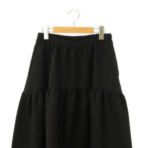 BALLSEY 23SS ペイズリーマトラッセ ギャザーロングスカート 36 ブラック /ES OS